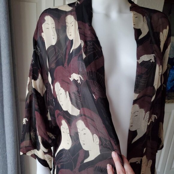 vintage 90s sheer robe top - Picture 4 of 6